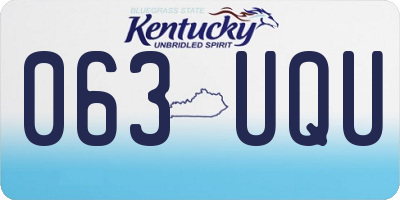 KY license plate 063UQU