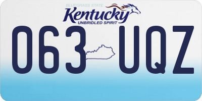 KY license plate 063UQZ