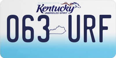 KY license plate 063URF