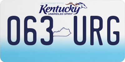 KY license plate 063URG