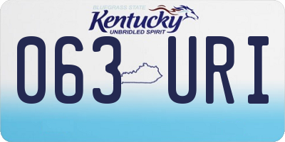 KY license plate 063URI