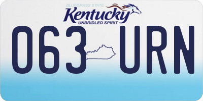 KY license plate 063URN