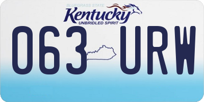 KY license plate 063URW
