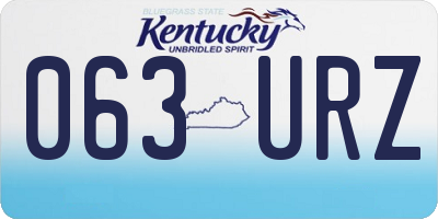 KY license plate 063URZ