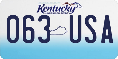KY license plate 063USA