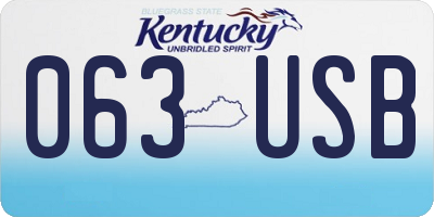 KY license plate 063USB