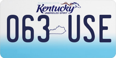 KY license plate 063USE