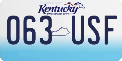 KY license plate 063USF