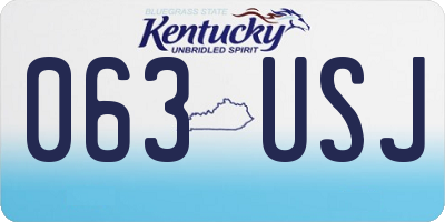 KY license plate 063USJ