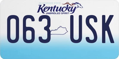 KY license plate 063USK