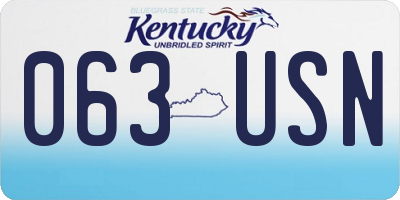 KY license plate 063USN