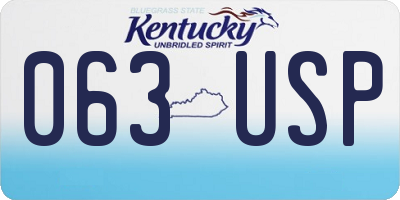 KY license plate 063USP