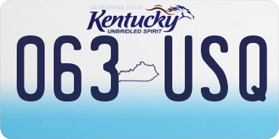 KY license plate 063USQ