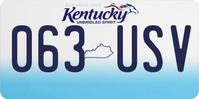 KY license plate 063USV