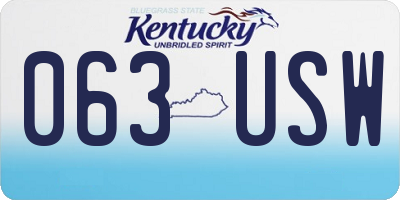KY license plate 063USW