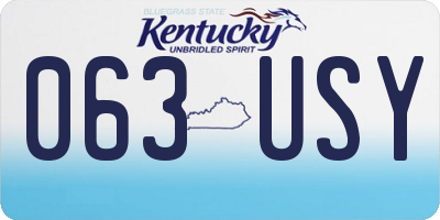 KY license plate 063USY