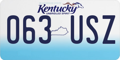 KY license plate 063USZ