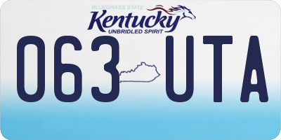 KY license plate 063UTA