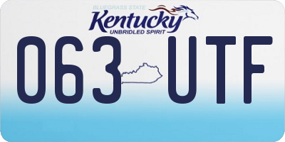KY license plate 063UTF