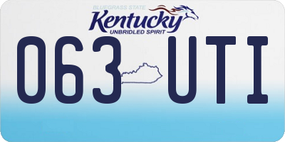 KY license plate 063UTI