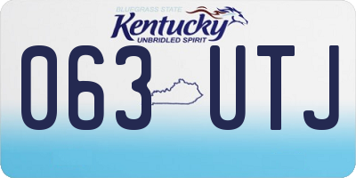 KY license plate 063UTJ