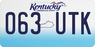 KY license plate 063UTK