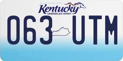 KY license plate 063UTM