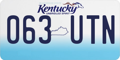 KY license plate 063UTN