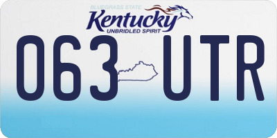 KY license plate 063UTR