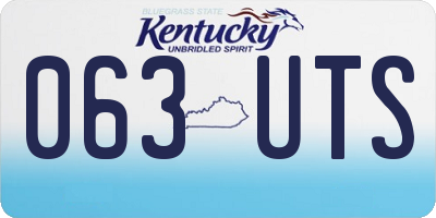 KY license plate 063UTS