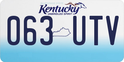KY license plate 063UTV