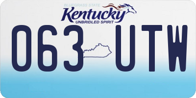 KY license plate 063UTW