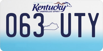 KY license plate 063UTY