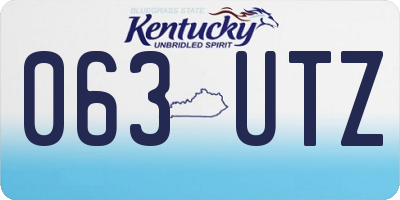 KY license plate 063UTZ