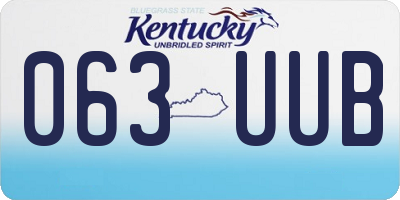 KY license plate 063UUB