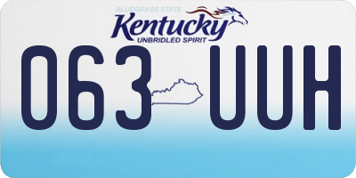 KY license plate 063UUH