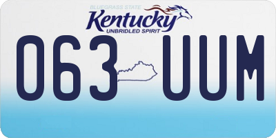 KY license plate 063UUM