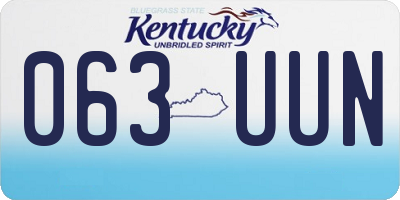 KY license plate 063UUN