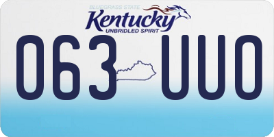 KY license plate 063UUO