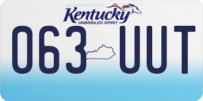 KY license plate 063UUT