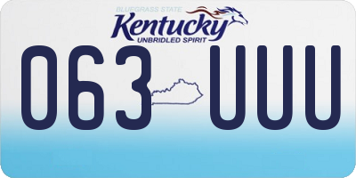 KY license plate 063UUU