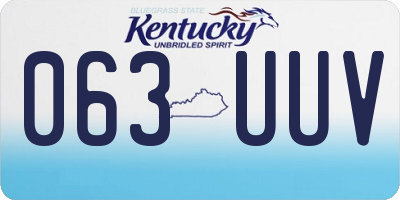 KY license plate 063UUV