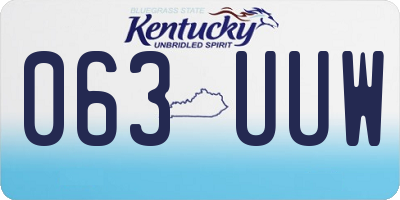 KY license plate 063UUW