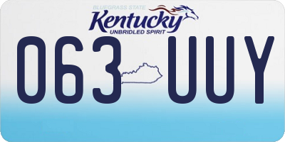 KY license plate 063UUY