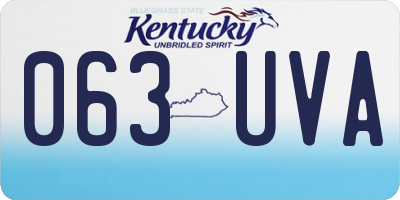 KY license plate 063UVA