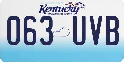 KY license plate 063UVB
