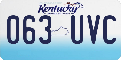 KY license plate 063UVC