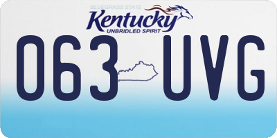 KY license plate 063UVG