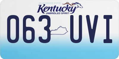KY license plate 063UVI