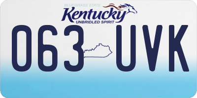 KY license plate 063UVK